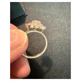 Sterling Silver 925 Halo Cluster Ring Clear Stones Size 9 4.4g