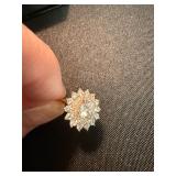 Sterling Silver 925 Halo Cluster Ring Clear Stones Size 9 4.4g