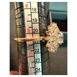 Sterling Silver 925 Halo Cluster Ring Clear Stones Size 9 4.4g
