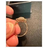 925 Sterling Silver Clear Stone Floral Halo Ring Size 10 Good