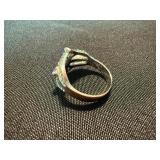 Silver Tone Blue Stone Cocktail & Cluster Rings Lot of 2 See Photos