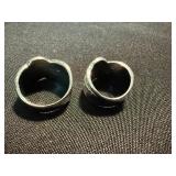 Silver Tone Teal Rhinestone Crossover Band Rings 2 Pc Lot Sizes 5 & 9
