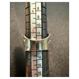 Silver Tone Teal Rhinestone Crossover Band Rings 2 Pc Lot Sizes 5 & 9