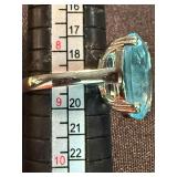 Pair of Blue Stone Rings Silver Tone One Marked 925 Size 8 See Photos