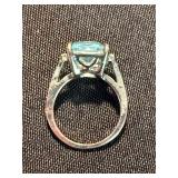 Pair of Blue Stone Rings Silver Tone One Marked 925 Size 8 See Photos