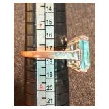 Pair of Blue Stone Rings Silver Tone One Marked 925 Size 8 See Photos