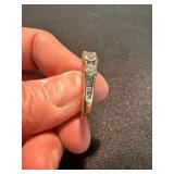 Vintage 14K Gold 3 Stone Diamond Ring w Accent Stones MDS Good