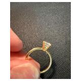14K GE Solitaire Ring Clear Round Stone Size 6.5 Gold Tone Good