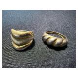 Vintage Sterling Silver Ring Lot 2 Gold Tone Sculptural Size 8
