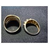 Vintage Sterling Silver Ring Lot 2 Gold Tone Sculptural Size 8