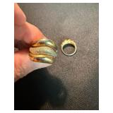 Vintage Sterling Silver Ring Lot 2 Gold Tone Sculptural Size 8