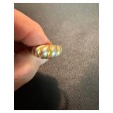 Vintage Sterling Silver Ring Lot 2 Gold Tone Sculptural Size 8