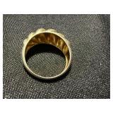 Vintage Sterling Silver Ring Lot 2 Gold Tone Sculptural Size 8