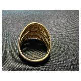 Vintage Sterling Silver Ring Lot 2 Gold Tone Sculptural Size 8
