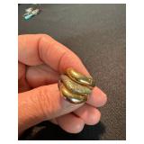 Vintage Sterling Silver Ring Lot 2 Gold Tone Sculptural Size 8