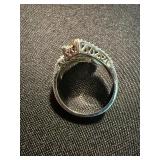 Silver Tone Rhinestone Fashion Rings Wide Band & Bypass Lot 2 Good