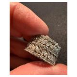 Silver Tone Rhinestone Fashion Rings Wide Band & Bypass Lot 2 Good
