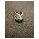 Silver Tone Pave Clear Stone Wrap Statement Ring Size 10 Good