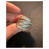 Silver Tone Pave Clear Stone Wrap Statement Ring Size 10 Good