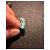 Vintage Sterling Silver Ring Lot 3 Pc Turquoise Inlay Braided Band