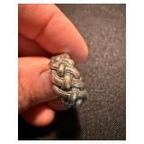 Vintage Sterling Silver Ring Lot 3 Pc Turquoise Inlay Braided Band