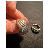 Vintage Sterling Silver Ring Lot 3 Pc Turquoise Inlay Braided Band