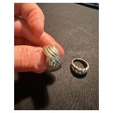 Vintage Sterling Silver Ring Lot 3 Pc Turquoise Inlay Braided Band