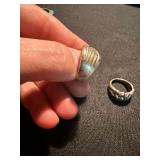 Vintage Sterling Silver Ring Lot 3 Pc Turquoise Inlay Braided Band