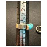 Vintage Sterling Silver Ring Lot 3 Pc Turquoise Inlay Braided Band