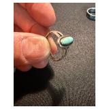 4 Pc Ring Lot Sterling Silver 925 Turquoise Abalone Inlay Mixed Sizes