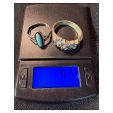 4 Pc Ring Lot Sterling Silver 925 Turquoise Abalone Inlay Mixed Sizes
