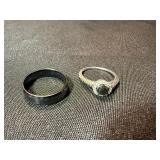 Unbranded Fashion Ring Lot Black Band Halo Ring Dark Stone See Photos