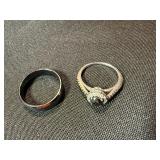 Unbranded Fashion Ring Lot Black Band Halo Ring Dark Stone See Photos
