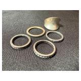Mixed Fashion Ring Lot 5 Pc Sterling 925 CZ Band Plus Silver Tone Rings
