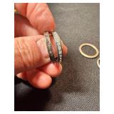 Mixed Fashion Ring Lot 5 Pc Sterling 925 CZ Band Plus Silver Tone Rings