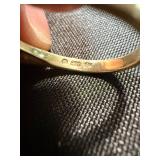 2 Yellow Gold Tone Rings One Marked 18K Geometric & Solitaire Lot
