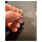 2 Yellow Gold Tone Rings One Marked 18K Geometric & Solitaire Lot