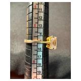 2 Yellow Gold Tone Rings One Marked 18K Geometric & Solitaire Lot