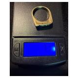 2 Yellow Gold Tone Rings One Marked 18K Geometric & Solitaire Lot