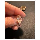 3 Pc Ring Lot S925 Pink Stone Sterling & Gold Tone Fashion Rings