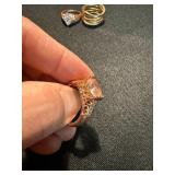 3 Pc Ring Lot S925 Pink Stone Sterling & Gold Tone Fashion Rings