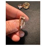 3 Pc Ring Lot S925 Pink Stone Sterling & Gold Tone Fashion Rings