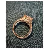 3 Pc Ring Lot S925 Pink Stone Sterling & Gold Tone Fashion Rings