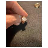 3 Pc Ring Lot S925 Pink Stone Sterling & Gold Tone Fashion Rings
