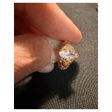 3 Pc Ring Lot S925 Pink Stone Sterling & Gold Tone Fashion Rings