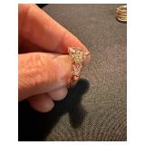 3 Pc Ring Lot S925 Pink Stone Sterling & Gold Tone Fashion Rings