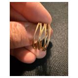 3 Pc Ring Lot S925 Pink Stone Sterling & Gold Tone Fashion Rings