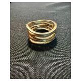3 Pc Ring Lot S925 Pink Stone Sterling & Gold Tone Fashion Rings