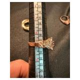 3 Pc Ring Lot S925 Pink Stone Sterling & Gold Tone Fashion Rings