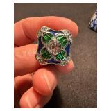 Unbranded Costume Ring Lot 2 Blue Rhinestone Statement Cocktail Rings